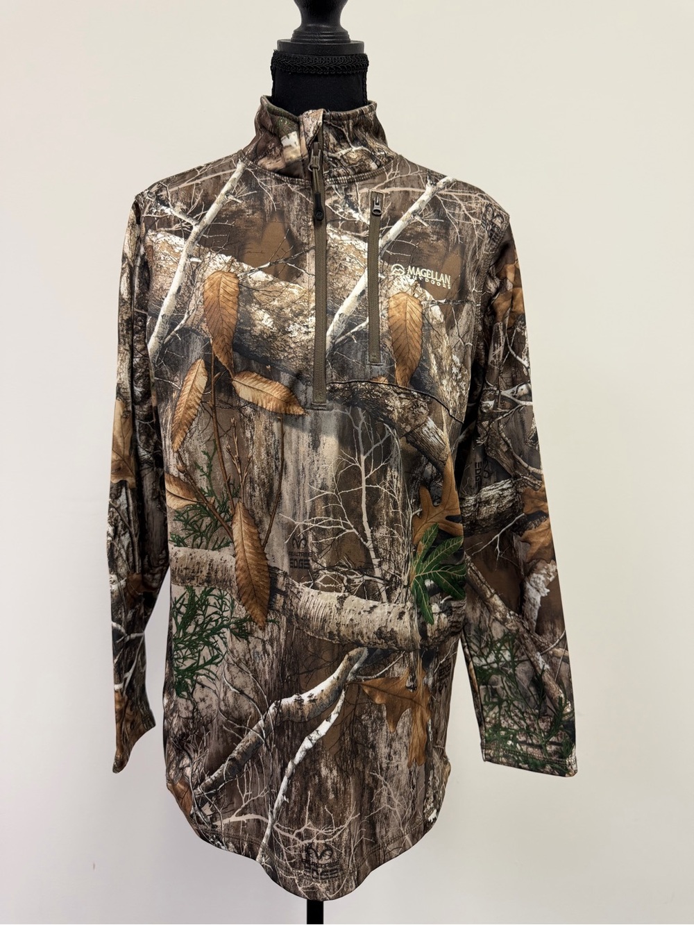 Magellan Outdoors Brown & Green Camo Quarter-Zip Pullover